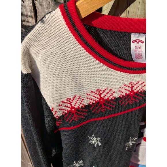 Holiday Time Ugly Christmas Sweater Snowman Tree Sled Multicolor XL Grandma - Picture 12 of 12